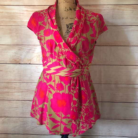 Nanette Lepore Tops - NANETTE LEPORE Floral Wrap Blouse 10